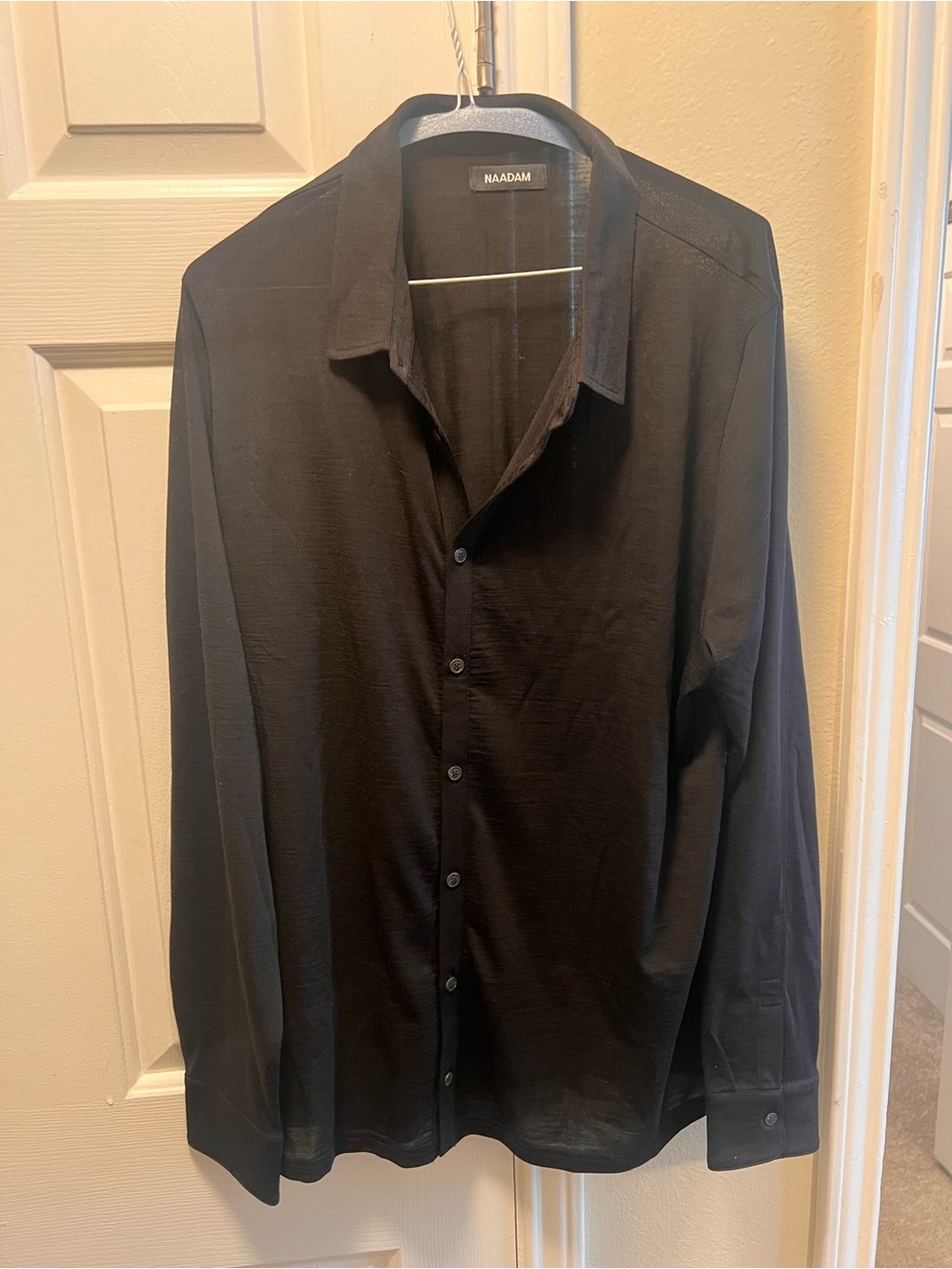 NAADAM Black Long-Sleeve Button-Up Shirt